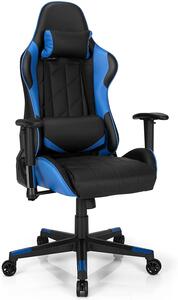 Sedia da gaming COSTWAY a 360°, sedia girevole in stile racing con poggiatesta e supporto lombare, angolo di inclinazione regolabile, sedia ergonomica per computer, ideale per il gaming, la casa e l'ufficio (blu)