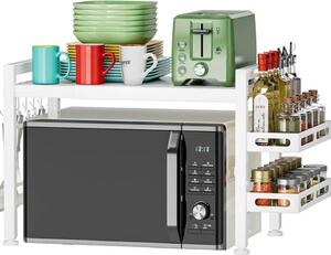 Azomor: scaffale da cucina estraibile con ripiano per le spezie e ganci per uno spazio di stoccaggio aggiuntivo