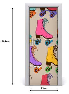 Adesivo per porta Pattini a rulli colorati 75x205 cm