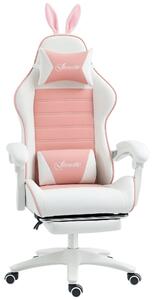 Sedia da gaming Roze, rivestita in ecopelle, con altezza regolabile e girevole a 360 gradi, modello gaming