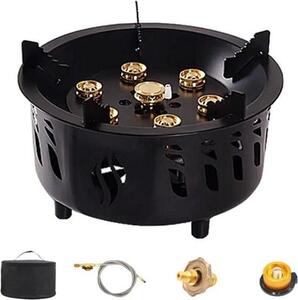 Barbecue a gas - 7 bruciatori - Con tubo flessibile e regolatore - Gas propano - Per esterni - Nero