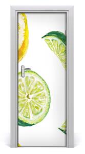Adesivo per porta interna Lime e limoni 75x205 cm