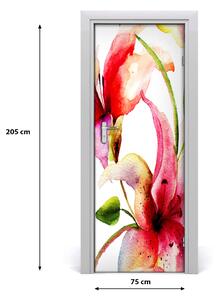 Adesivo per porta interna Fiori di lilia 75x205 cm