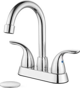 Rubinetto per lavabo da 4 pollici con corpo centrale in acciaio inossidabile, valvola girevole e doppia maniglia