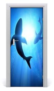 Sticker porta Silhouettes of Sharks 75x205 cm