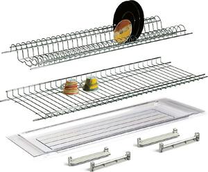 DecHome Scolapiatti Per Pensile cm 76 -Metallo Grigio Con Vaschetta - H0129 62