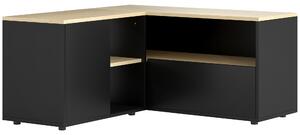 HOMCOM Mobile TV angolare con 2 armadietti e 3 nicchie, 90x90x45 cm, Rovere e Nero | Aosom Italy