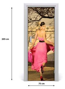 Poster adesivo per porta Persone in rosa 75x205 cm