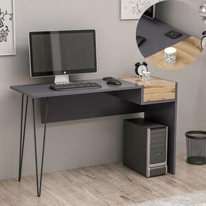 DecHome Scrittoio Moderno Dimensioni 121x45x76 cm colore Antracite/Noce - Candy