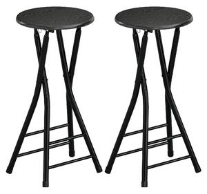 HOMCOM Set 2 sgabelli bar pieghevoli con doppio poggiapiedi, Nero | Aosom Italy