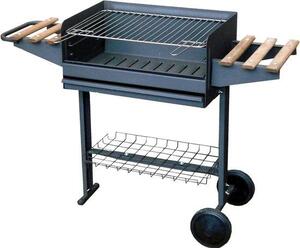 Hermosa Grill mobile per cottura all'aperto - Adatto per carbone - 120 x 42 x 86 cm - Nero