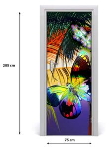 Adesivo per porta interna Fiori colorati 75x205 cm