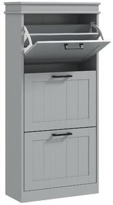 HOMCOM Scarpiera 3 ante ribaltabili per 15 paia di scarpe con ripiani, 54x24x117,5 cm, Grigio | Aosom Italy