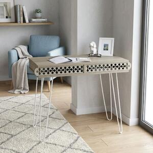 DecHome Scrittoio Vintage Dimensioni 96x51x75 cm colore Bianco/Rovere - Illia