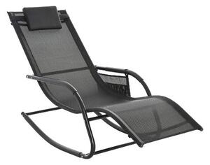 Amicasa Sdraio da Giardino a Dondolo Cuscino Poggiatesta in Acciao/Tessuto Dimensioni 174x62x83 cm colore Nero - Gaia