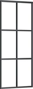 Porta Scorrevole in Vetro ESG e Alluminio 76x205 cm Nera