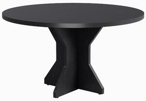 Tavolo rotondo per la sala da pranzo, diametro 120 cm, adatto per 4-6 persone, tavolo da cucina con gambe a forma di "K", colore nero effetto legno
