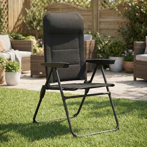 Amicasa Sdraio da Giardino Pieghevole Cuscino Poggiatesta in Metallo/Mesh Dimensioni 56,5x71x113 cm colore Nero - Siviglia