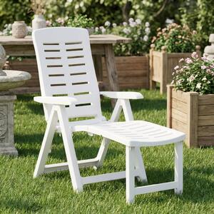 IPAE PROGARDEN Sdraio da Giardino Pieghevole con Poggiagambe Schienale Reclinabile in Polipropilene Dimensioni 109x60x108 cm colore Bianco