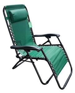 Amicasa Sdraio da Giardino Pieghevole con Poggiapiedi in Acciaio e Textilene 61,5x176x112 cm colore Verde