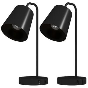 HOMCOM Set 2 lampade da tavolo moderne con porte USB-A e USB-C, Nero | Aosom Italy