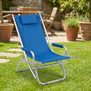 Amicasa Sdraio da Giardino Pieghevole Cuscino Poggiatesta in Alluminio/Tessuto Dimensioni 61x72 cm colore Blu