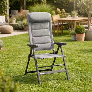 Brunner Sdraio da Giardino Pieghevole Cuscino Poggiatesta Schienale Reclinabile in Alluminio/Poliestere Dimensioni 46,5x42x124 cm colore Grigio Chi