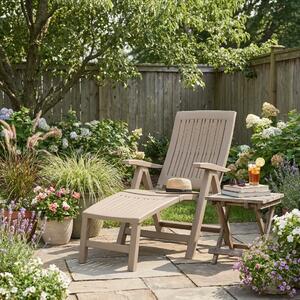 Pas Sdraio da Giardino Pieghevole con Poggiagambe Schienale Reclinabile in Polipropilene Dimensioni 60x103x105 cm colore Tortora - Lucrezia Relax