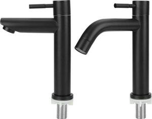 Rubinetto monomando in acciaio per lavabo, solo acqua fredda - Bagno, WC, nero - Casa, bagno, cucina, toilette