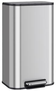 HOMCOM Pattumiera da Cucina Rettangolare 30L in Acciaio Inox, Chiusura Ammortizzata, Secchio Interno Rimovibile, Argento | Aosom Italy