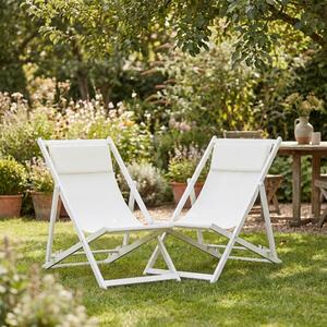 VivaGarden Sdraio da Giardino Pieghevole Cuscino Poggiatesta Schienale Reclinabile Set 2 Sdraio in Alluminio/Texteline Dimensioni 96,5x58x91,5 cm c