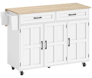 HOMCOM Isola cucina con piano ribaltabile, 2 cassetti e 3 porte, Bianco | Aosom Italy