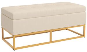 HOMCOM Panca Contenitore Rettangolare con Seduta Imbottita e Gambe in Acciaio, 110x44x49 cm, Beige | Aosom Italy