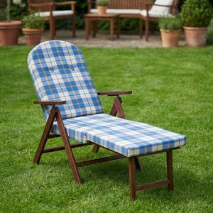 VivaGarden Sdraio da Giardino Pieghevole Imbottita con Poggiagambe in Legno/Cotone Dimensioni 84x60x100 cm colore Blu - Guayana