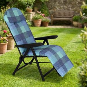 Metal Far Sdraio da Giardino Pieghevole Imbottita con Poggiagambe in Ferro/Polycotone Dimensioni 60x154x65 cm colore Blu - Rodi