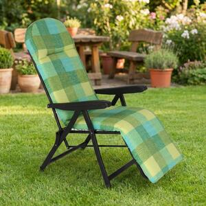 Metal Far Sdraio da Giardino Pieghevole Imbottita con Poggiagambe in Ferro/Polycotone Dimensioni 60x154x65 cm colore Verde - Rodi