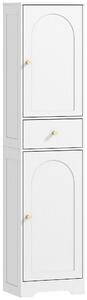 HOMCOM Mobile Bagno Alto Slim con Cassetto, 2 Ante, Ripiano Regolabile, per Lavanderia, Moderno, 40x29.5x170cm, Bianco Effetto Legno | Aosom Italy