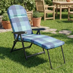Metal Far Sdraio da Giardino Pieghevole Imbottita con Poggiagambe in Ferro/Polycotone Dimensioni 60x175x63 cm colore Blu - Rodi