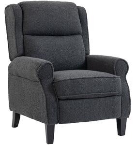 HOMCOM Poltrona relax reclinabile in tessuto teddy con poggiapiedi, Grigio | Aosom Italy