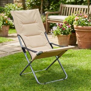 VivaGarden Sdraio da Giardino Pieghevole Imbottita in Acciaio/PVC Dimensioni 60x47x92 cm colore Beige - Nido