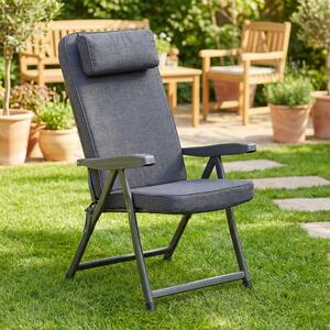Metal Far Sdraio da Giardino Pieghevole Imbottita Cuscino Poggiatesta in Ferro/Polycotone Dimensioni 60x122x61 cm colore Grigio Scuro - Paradiso