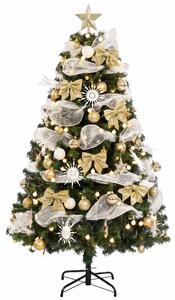 Albero di Natale Artificiale Ø110x180 cm con 200 Luci LED Bianco Caldo 8 Modalità 800 Rami Ignifughi Palline e Nastri