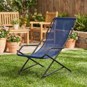 Metal Far Sdraio da Giardino Pieghevole in Metallo/Tessuto Dimensioni 60x80x90 cm colore Blu - Creta