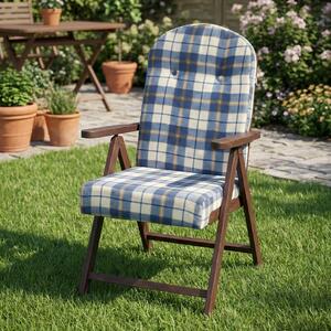 VivaGarden Sdraio da Giardino Pieghevole Imbottita Schienale Reclinabile in Legno/Tessuto Dimensioni 60x67x112 cm colore Blu - Molisana