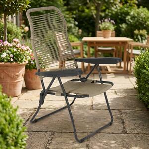 Metal Far Sdraio da Giardino Pieghevole in Ferro e PVC con Seduta Relax 62x64x105 cm colore Tortora - Lipari Cordonata