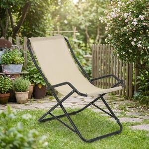 Metal Far Sdraio da Giardino Pieghevole in Metallo/Tessuto Dimensioni 62x90x85 cm colore Ecr - Traspira
