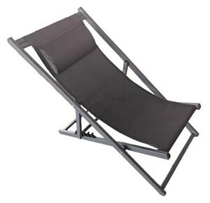 Amicasa Sdraio da Giardino Pieghevole in Alluminio e Textilene con Cuscino Poggiatesta Seduta Relax 58x94/99x83/98h cm colore Nero - Rimini