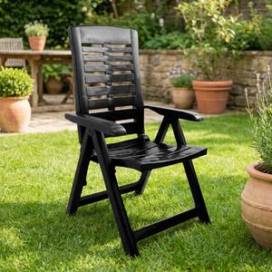 IPAE PROGARDEN Sdraio da Giardino Pieghevole Schienale Reclinabile in Polipropilene Dimensioni 60x61x109 cm colore Antracite - Yuma