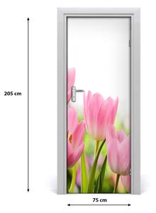 Poster adesivo per porta Tulipani rosa 75x205 cm