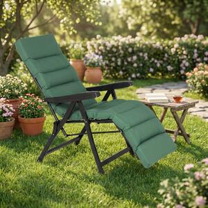 Metal Far Sdraio da Giardino Schienale Pieghevole Reclinabile con Poggiagambe in Metallo e Polycotone Dimensioni 177x60x61 cm colore Verde Salvia -